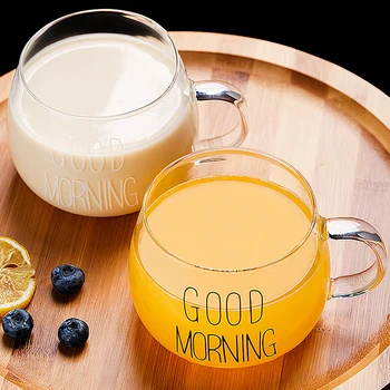1 Läbipaistev Loominguline Klaas Kohvi Tassi Läbipaistev Tähestik Prindi Magustoit Hommikusöök Piima, Tass, Klaas Kruus Käepide Joogi Nõud