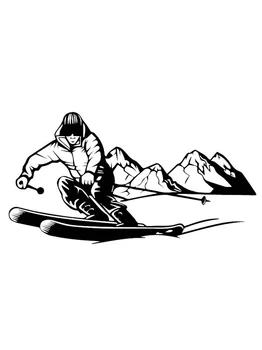1 tk 10CM*18.9 CM Julge Ski Seiklus Dekoratiivne Kleebis Auto Vinüül Decal Must/Hõbe