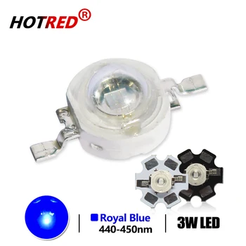 10-100TK 1W LED 3W 440nm, 450 nm Royal Blue High Power Kiip Diood Taimede kasvatamiseks 3W Watt Lamp Helmed Emitter DIY Indoor Garden