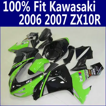 100% sobib Kawasaki fairings Ninja ZX 10R 2006 2007 must roheline ABS voolundi kit ZX10R 06 07 HJ10 +7 kingitused