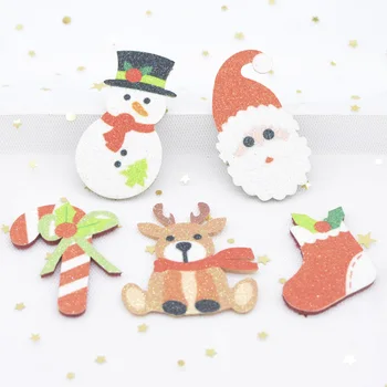 10tk/palju Glitter Prindi Appliques Kargud Sokid Põder Santa Claus Snowman DIY Jõulud Juuksed Klippe Kleebis Decor Plaastrid H64