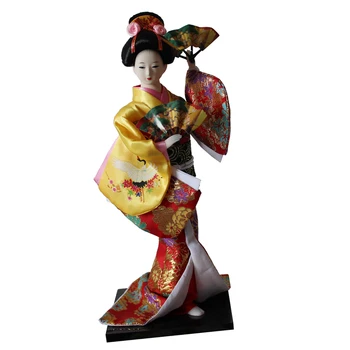 12inch Jaapani Kimono Geisha Nukud Kokeshi Käsitöö Teenetemärgi Kollane Riided