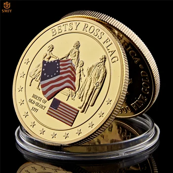 1777 Ameerika Betsy Ross Lipu Sünni Väärtus USA Ajalugu Vana Golry MEILE Väljakutse Müntide Kogumise Kuld Suveniirid Pääsme Mündid