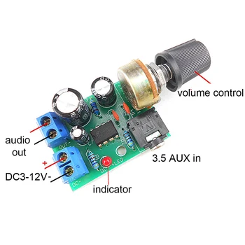 1tk LM386 10W Audio Võimendi Juhatuse Mono 3,5 mm DC 3-12V Helitugevuse reguleerimine