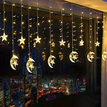 2,5 M 110V/220V LED Star Moon Kardin valguse Lamp Jõulud Icicle String tuled Ramadan Pulmapidu Teenetemärgi Vanik