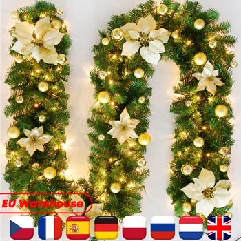 2.7 M LED Jõulud Rotangist Dekoratiivne Vanik Jõulud Vanik Kunstlik Xmas Tree Roheline Rotangist Banner Teenetemärgi Veranda Pärg