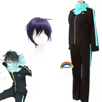 2020. aasta Uus Anime Stiilis Must Lilla Noragami yato lühike Sünteetilised Juuksed Cosplay Kostüüm (ülikond) sport riiete komplekt Wig + Parukas Kork