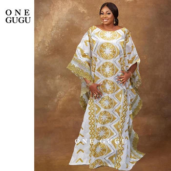 2022 Nigeeria Originaal Bazin Kleit Dashiki Kuld Brocade Embroiderey Basseini Riided Valge Rüü Pulmapidu Lady Kleit Kleidid