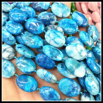 20pcs laadi sinise kivi helmed ovaalse kujuga 13x18mm füüsiline pool vääris-kivi helmed tarvikud helmed tulemused naiste käevõru
