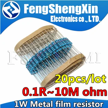 20pcs/palju 1W Metal film resistor 1% 1R ~ 1M 2.2 R 4.7 R 10R 22R 47R 100R 220R 470R 1K 10K 100K 2.2 4.7 10 22 47 100 220 470 ohm