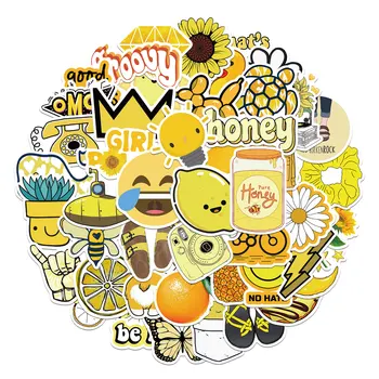 25/50TK kollane seeria värske ja armas väike mesilane cartoon graffiti kohver sülearvuti mobiiltelefoni vankri puhul kleebis hulgimüük
