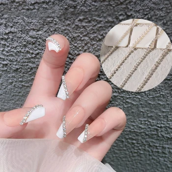 25cm Pearl Küünis Kett Küünte Kive 3D Läikiv Teemant Kristallid Kett Ornament DIY Vihjeid Nail Art Kaunistused Vääriskivid Detonatsiooni