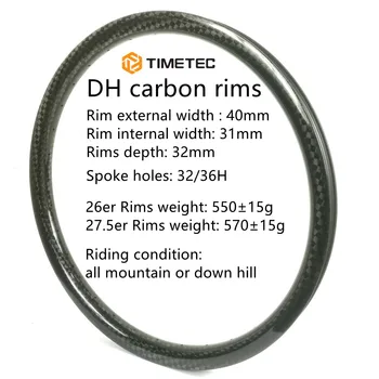 26/27.5 ER DH Carbon ketaspidur Veljed Tubeless Mäe all Mountain Ratas Ringi 40mm Laius 32mm Profiil, Kõrge Tugevuse Jalgratas