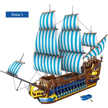 3265pcs Uus Seiklus Mõla Seeria Sinine Puri Pirate Laeva Mudel ehitusplokid Koguda Telliseid Mänguasjad, Lapsed Purjekas Sünnipäeva Kingitus