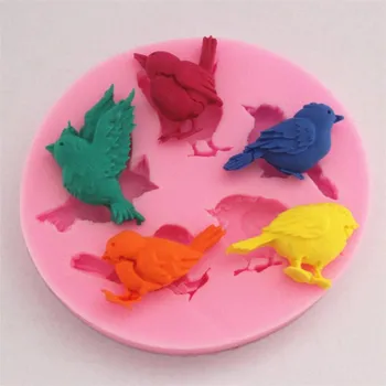 3D Linnud Silikoonist Vormid DIY Pool Kommi, Šokolaadi, Küpsetamine, Hallituse Cupcake Torukübar Fondant Kook Dekoreerimiseks Vahendid Seep Vaik Savist Valuvormi