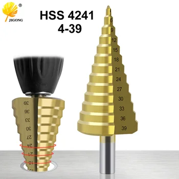 4-39 mm HSS Titaan Kaetud Step Drill Bit Puurimine Power Tools for Metal kiirlõiketerasest Puit Auk Lõikur Koonus Puur