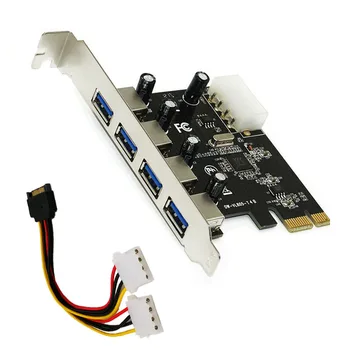 4 Port PCIE USB 3.0 Expansion Card PCI Express Adapter Pcie Kaart 4-Port USB 3.0 15 Pin Sata Toite Pistik Kaabli