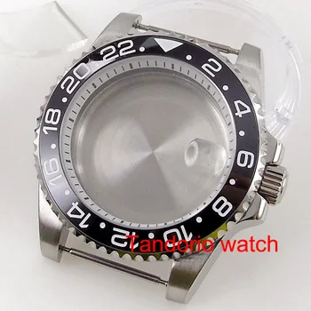40mm Safiir Klaas Silver Watch Juhul, Keraamiline, Roostevabast Terasest Raam valge Peatükk Rõngas Sobib NH35 NH36 Liikumine