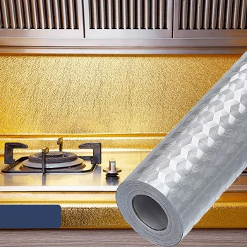 40x100cm/rull Köök, Õli-tõend, Liim, Kleepsud Pliit kattumisvastaste Kõrge-temperatuur Alumiiniumfooliumi Tapeet Kapp-Filmid, - Paber