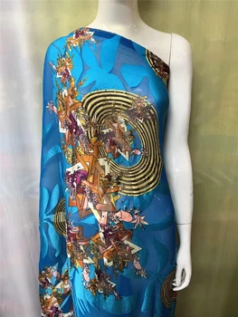 5 Meetrit Elegantne Silk BurnOut Kangas-Aafrika Nigeeria Kangast Pehme Siid Materjal Naiste Kleit