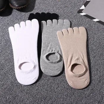 5 Paari Lühikesed Puuvillased Sokid Mees Viis Sõrme Sokid Tahke Must Valge Pahkluu Sokid Hingav Higi Vabaaja Nähtamatu Sokid koos Varbad