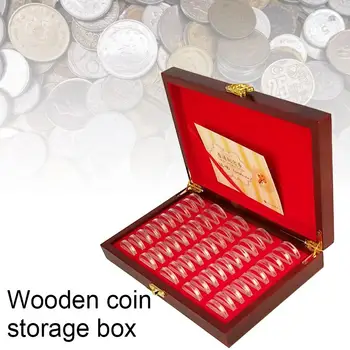 50tk Ring puit Münte Juhul Ladustamise Omanikud Ekraan Puidust Mälestus Kogumise Kast Kodu Kaunistamiseks 25 27 30mm münte #CW