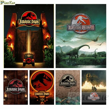 5D Klassikaline Film Diamond Maali Jurassic Park Mosaiik Harjutused Dinosaurus Plakat Diy Rhinestone ristpistes Kit Home Decor Käsitöö