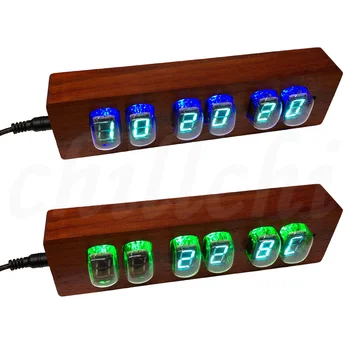 6-bitine IV22 luminofoortoru digitaalse toru kella temperatuur dispaly DIY Retro loominguline kingitus Desktop dekoratiivelemendid täispuidust kest