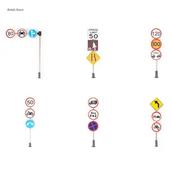 6tk Nukumaja Sisustus Mini liiklusmärk Plastikust Mikro -, Liiklus-Board Märk Lapsed Jälgida Auto Blokeerida Teeselda Mänguasi Accs