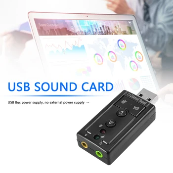 7.1 Väline PC USB helikaardi 3,5 mm AUX Kõrvaklappide Mikrofoni, Audio Adapter, Virtuaalne USB-helikaart Converter