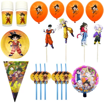 78pcs/palju Son Goku Teema Plaadid Sünnipäeva Õhupallid Baby Shower Cupcake Torukübar Lipud Tassi Kaunistada Poisid Soosib Toruga Banner