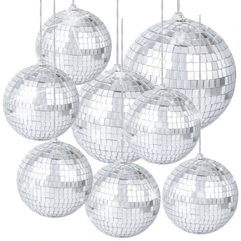 8 Tükki Peegel Disco Balls, Hõbedased Rippuvad Disco Light Peegli Palli Pulm Küpsetamine Kook Teenetemärgi Kaunistused