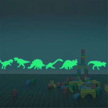 9Pcs Kuma Pimedas Dinosaurus Stereo 3D Päevavalgus Naljakas Kleebised Kleebise Tähed Lapsed Helendav Kleebised