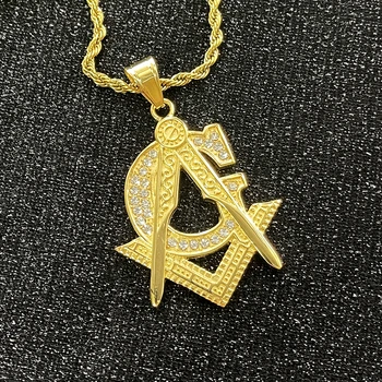 AG Masonic Ripats Kaelakee koos rhinestone Masonic kõikenägev Püramiid Silma Templar Sümbol Mees Punk Geomeetriline Ehted