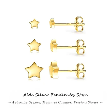 AIDE 3PC 925 Sterling Silver Star Kolmnurk Kõrvarõngad Naiste Läikiv Geomeetriline Teemant Kõrvarõngad korea Kuld Ehteid Hulgimüük