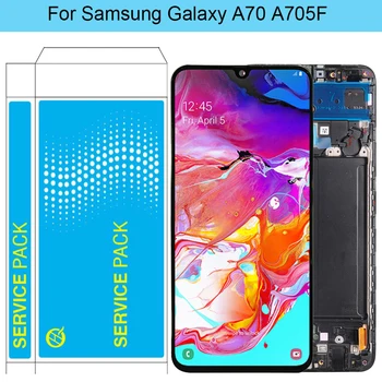Algne A70 LCD Samsung Galaxy A70 LCD With Frame SM-A705F A705F/DS Super Amoled Ekraan Puutetundlik Digitizer Assamblee