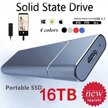 Algne SSD Välised Kõvakettad 500GB 1 TB 2TB 4TB USB3.1 HDD Kaasaskantav mäluseade Mobiil Kõvakettad eest Mobiiltelefonides Arvuti