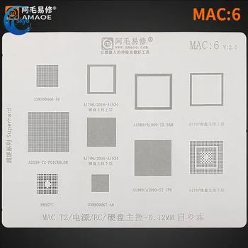 Amaoe MAC6 BGA Reballing Šabloon jaoks MacBook A2159-T2 A1989 A1990 Toide/EÜ Terasest Võre Remont Käsi Tööriist