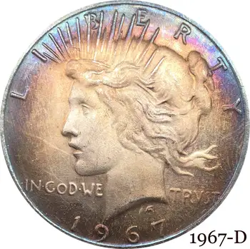Ameerika Ühendriigid USA 1967 D Liberty Mündi In God We Trust 1 Üks Rahu Dollari Cupronickel hõbetatud Koopia Mündid