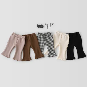 Beebi Bell Bottom Püksid Laste Värviga Vaadata Muster Laineline Serv Püksid Kevad Sügis Vabaaja Puuvillane Tüdrukud Rõivad-Püksid