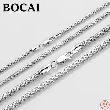 BOCAI S925 Sterling Hõbedast Kaelakee, 2022 Uus Mood Topelt Lukk-kett Platinum Galvaanilise Argentum Ehted Meestele Naistele