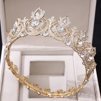 Bridal Crown Peakatet Ringiga Pulma, Sünnipäeva Rhinestone Crown Headdress Retro Luksus Juuste Aksessuaarid naistele
