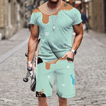 Casual Sportswear Meeste Komplektid Oufi T-Särgid 3D Trükitud O Kaela Suvel Tops Hip-hop Naljakas Mood Kuum Mees-Ülikond, Lühikese Varrukaga Luksus
