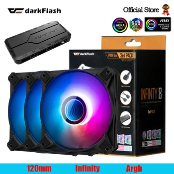Darkflash 120mm Must Infinity Argb PC Case Fans 4 Pin Pwm 3 Pin 5V Aura Sync jahutusventilaatorid jaoks Töölaual
