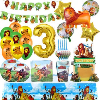 Disney Simba Kuningas Lõvi Partei Asjade Paberist Salvrätikud Laudlina Plaadid Õhupallid Cartoon Lõvi Teema Poiste Sünnipäeva Decor