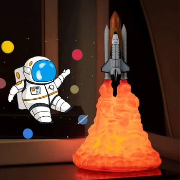 Dropship Uudsus Tuled 3D Print Kosmosesüstik Raketi Lamp USB Laetav Öö Valguses DIY Uudne LED Lamp Kodu Kaunistamiseks