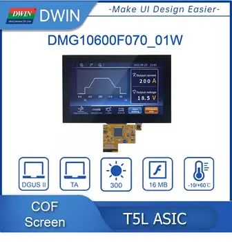 DWIN 7 Tolline COF Struktuuri 1024*600 Resolutsiooniga IPS-TFT-LCD, Mahtuvuslik puuteekraan, Vabatahtlik TP Välimus: Must, Valge