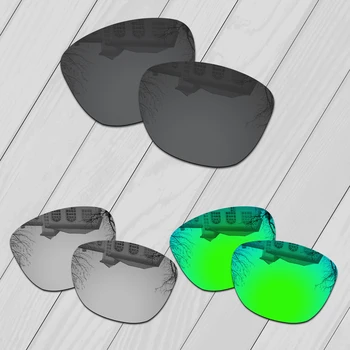 E. O. S 3 Paari Must & Hõbe & Emerald Roheline Polariseeritud Asendamine Läätsed Oakley Frogskins OO9013 Päikeseprillid