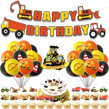 Ehitus-Pool Kaunistused Ekskavaator Sõiduki Auto Õhupallid Traktori Cake Toppers Baby Shower Lapsed Poisid Sünnipäeva Tarvikud