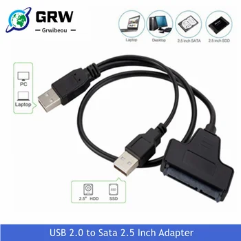 Grwibeou Usb Sata USB 2.0 2,5 Inch HDD 7+15Pin SATA Kõvaketta Kaabli Adapter SATA SSD&HDD-Adapter-USB2.0 Toide